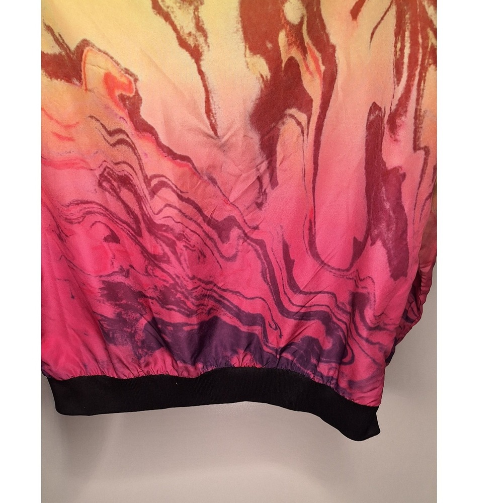 Speedo x Forever 21 Reversible Windbreaker Neon Green Marble Swirl Jacket Small - Picture 10 of 14